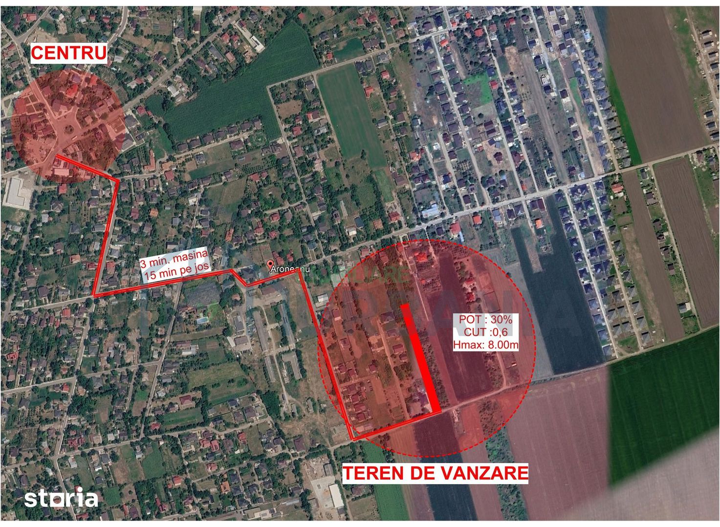 Teren intravilan de 3.000 mp în Aroneanu, cu PUZ realizat și indicatori urbanistici definiți - Poză 3