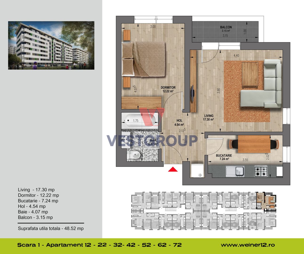 Apartamente 2 camere Direct Dezvoltator Weiner Vest Group - Poză 2