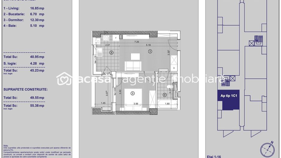 Apartament cu 2 camere in X-city Towers Direct de la dezvoltator - Poză 5