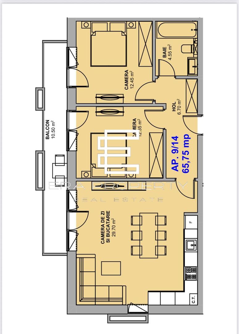 Apartament 3 camere 66mp, intabulat, Doamna Stanca, Sibiu - Schiță 9