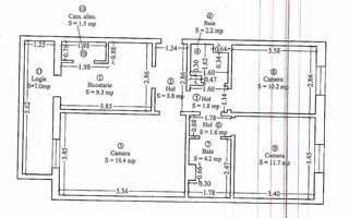 Comision 0% | 3 camere | decomandat | 2 bai | balcon | gata de locuit - Schiță 15