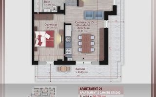 AP. 2CAM -LIVING OPEN SPACE + TERASA 25MP. BLOC P+3 / PALLADY! - Poză 1