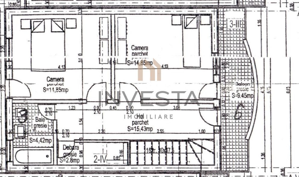 Apartament 3 camere cu gradina proprie si parcare, Grand Hotel Italia - Schiță 15