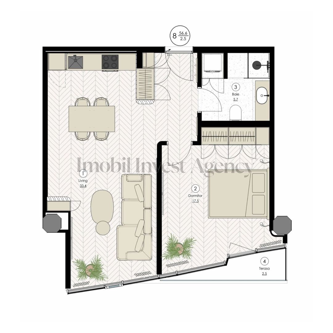 Apartament 2 camere de vanzare Pipera - Schiță 16