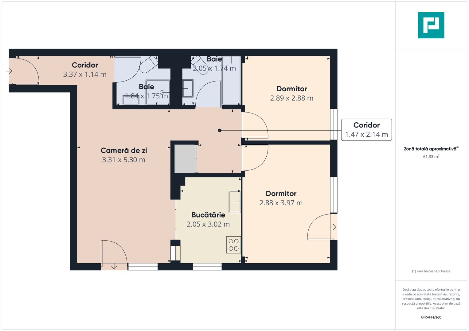 Brancoveanu Turnu Magurele apartament 3 camre Mobilat Utilat - Poză 7
