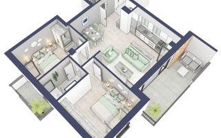 Apartament 3 camere | Balcoane 15.1 mp | Etaj II | Turnisor - Poză 4