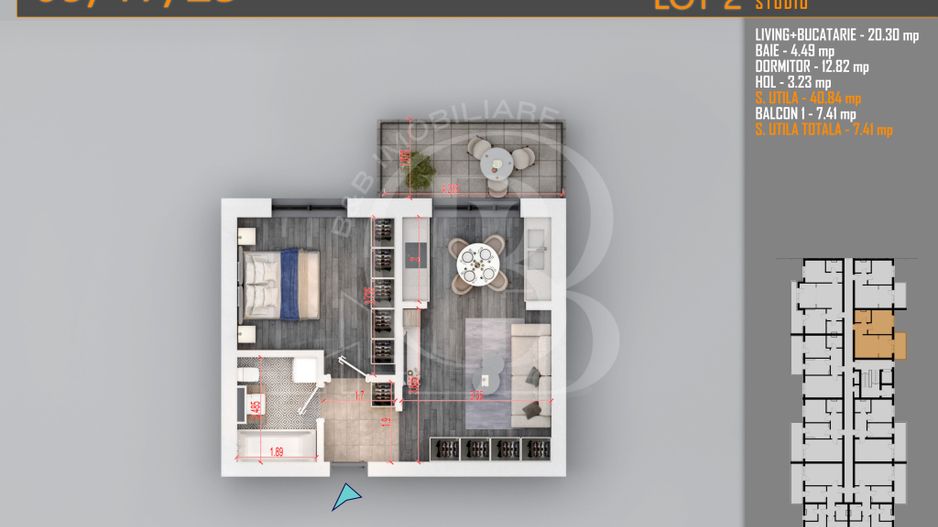 Apartament 2 camere-Theodor Pallady Metrou Teclu - Schiță 1