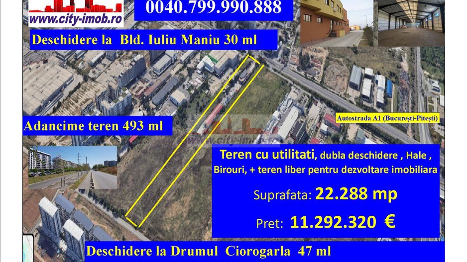 Vanzare Teren 10.000 mp  cu Utilitati, Sector 6, Iuliu Maniu Bucuresti - Poză 1