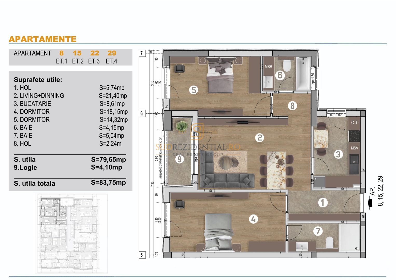 Apartament nou de vanzare - 3 camere, zona Bd. Brancoveanu, Sector 4 - Schiță 7