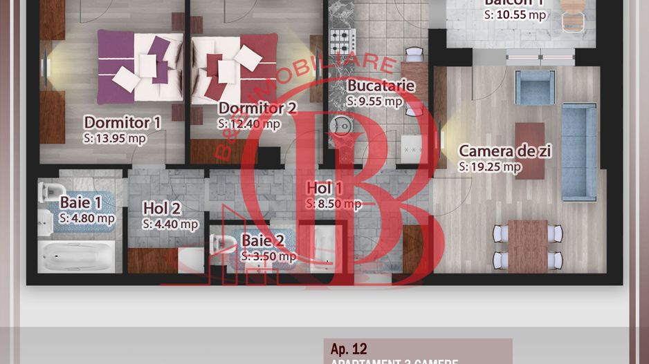 Apartament 3 camere-Ideal Familie-Titan Theodor Pallady - Schiță 1