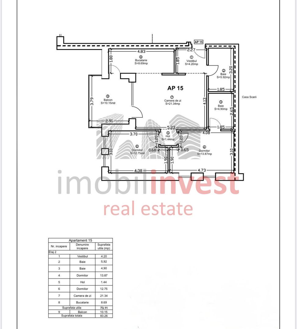Apartament 3 camere în Pipera, cu parcare inclusă, TVA inclus. - Schiță 21