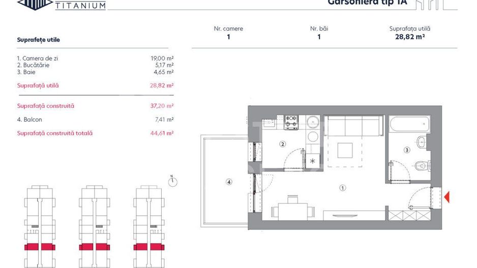 Vânzare, garsonieră, 1 cameră tip 1A, HILS Titanium, București - Poză 2