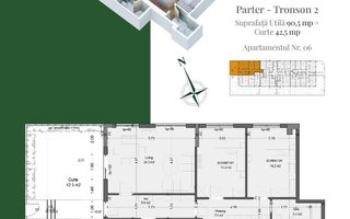 Apartament 3 camere Dormitoare 14mp Gradina Th. Pallady Metrou Teclu - Schiță 2