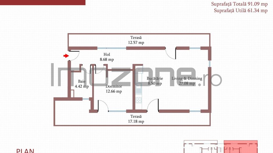 4 camere cu terasa de 22 mp, 3 bai, etaj 1/3, FINISAT MODERN,  COMISION 0% - Poză 1