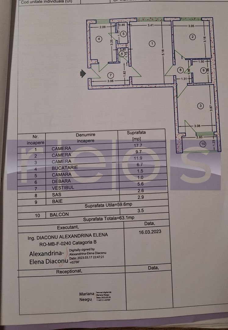 De vanzare 3 camere lângă metrou 1 Decembrie | 67 mp | Etaj 2 - Poză 8