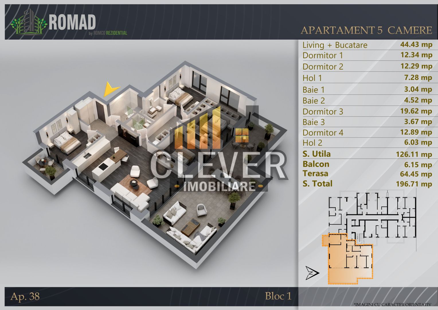 Penthouse 5 cam | 196.71 mp | Panouri Fotovoltaice | Comision 0% metrou Teclu - Poză 1