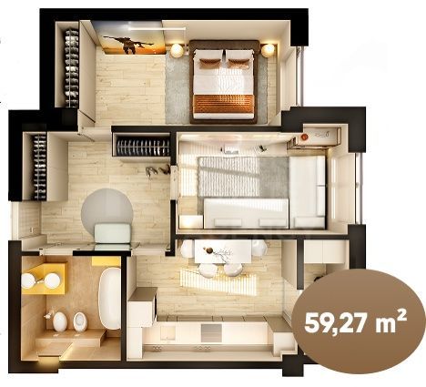 Vânzare, apartament, 2 camere, str. Nicolae Dimo, Durlești - Poză 1