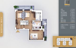 3 camere finalizare rapida 7 minute metrou Nicolae Teclu - Schiță 9