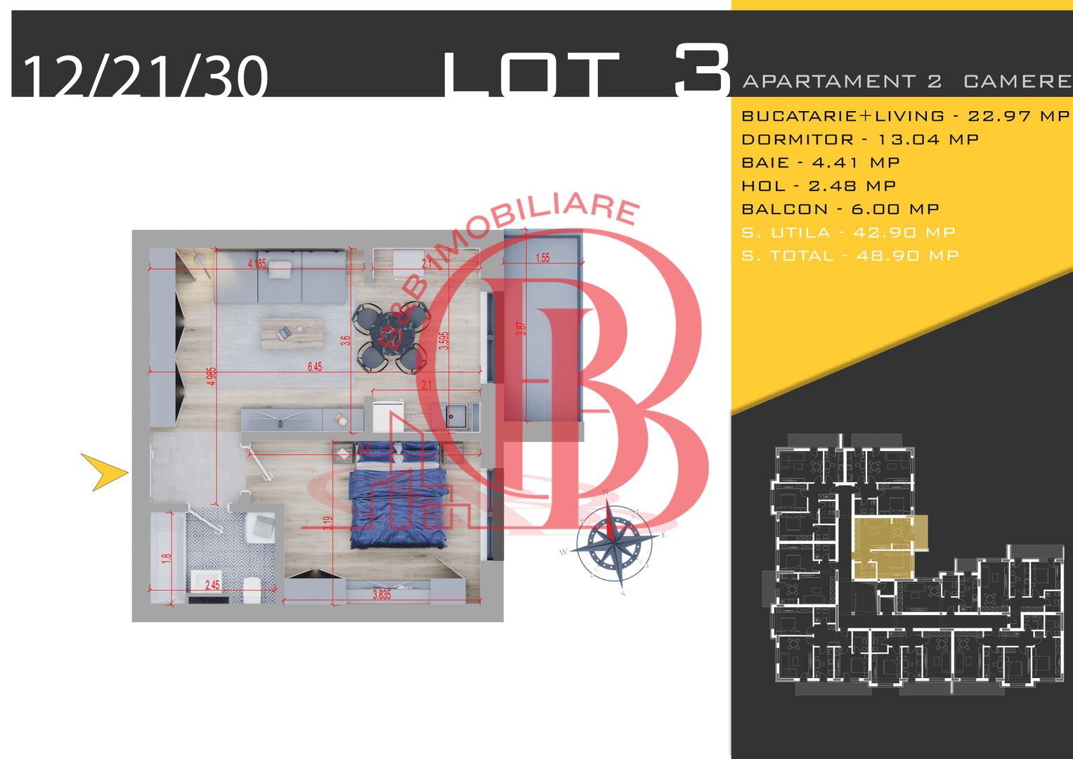 2 camere modern centrala proprie - Metrou Nicolae Teclu - Schiță 7