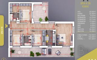 Apartament 4 camere,depozitare,TERASE SUPERBE,Panorama,PARCARE inclusa - Poză 5