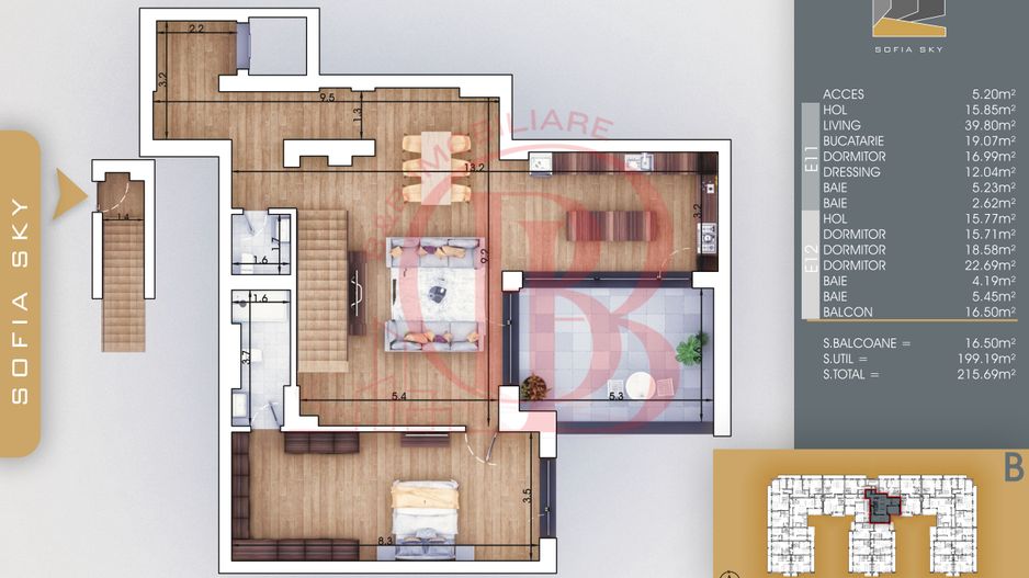 Th. Pallady 5 camere Duplex | Living 40mp | Dormitor 19mp - Schiță 1