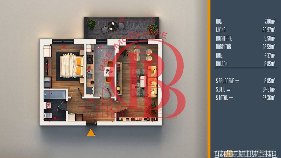 Oferta Lansare 2 camere proiect nou Pallady - Schiță 6