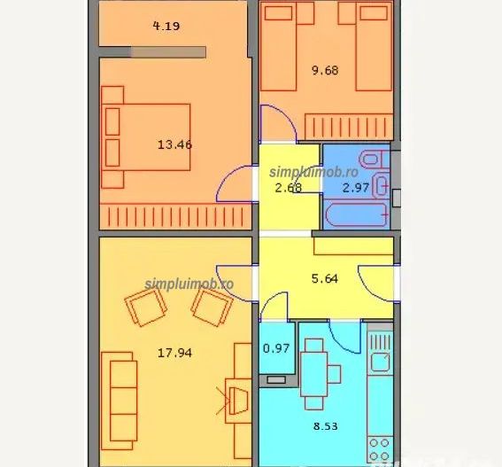 Apartament 3 camere Ozana Titan  66 mp  Etaj 1  Ideal familie - Poză 5