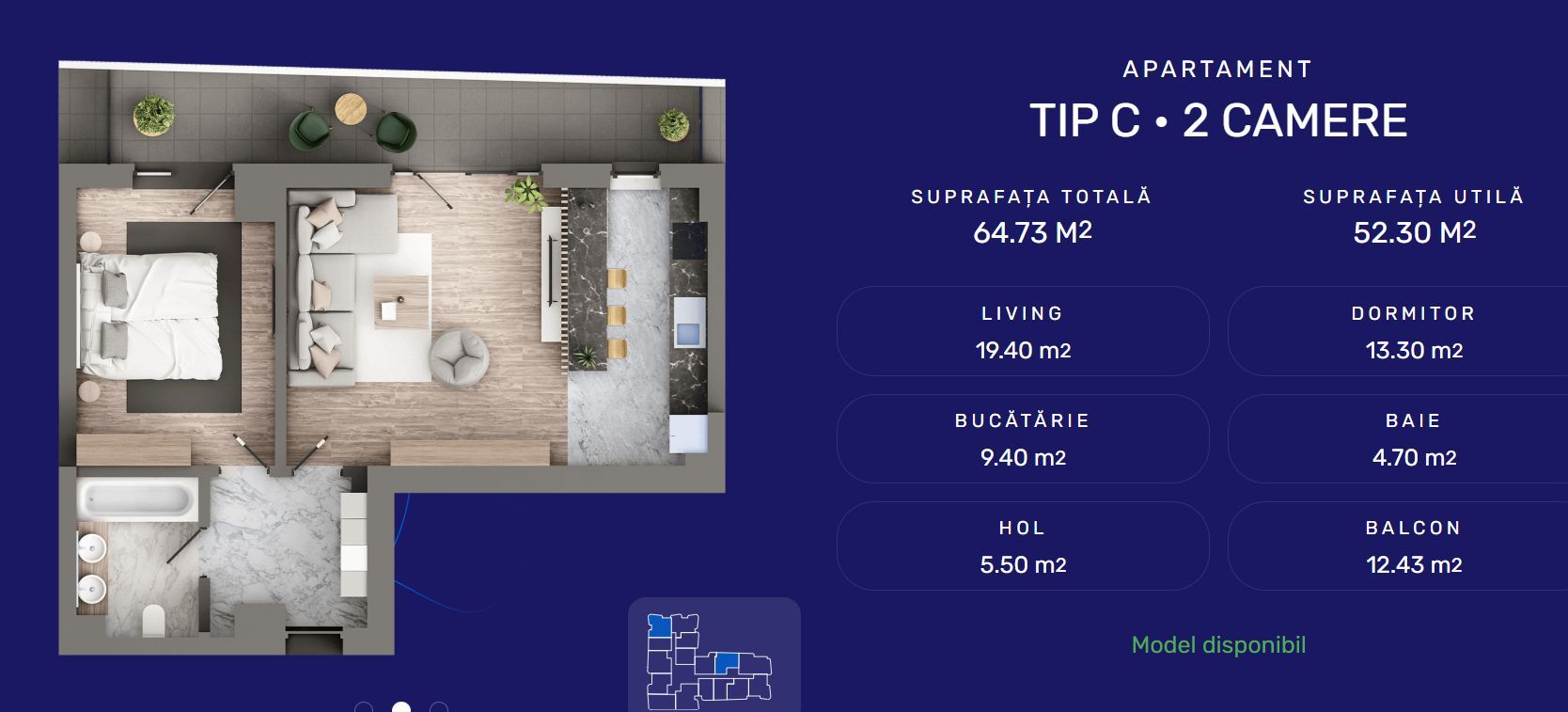 Apartament 2CD, 63.34mp - Poză 2
