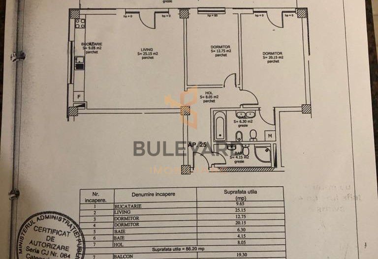 Apartament cu 3 camere 86 mp, zona strazii Eremia Grigorescu! - Schiță 11