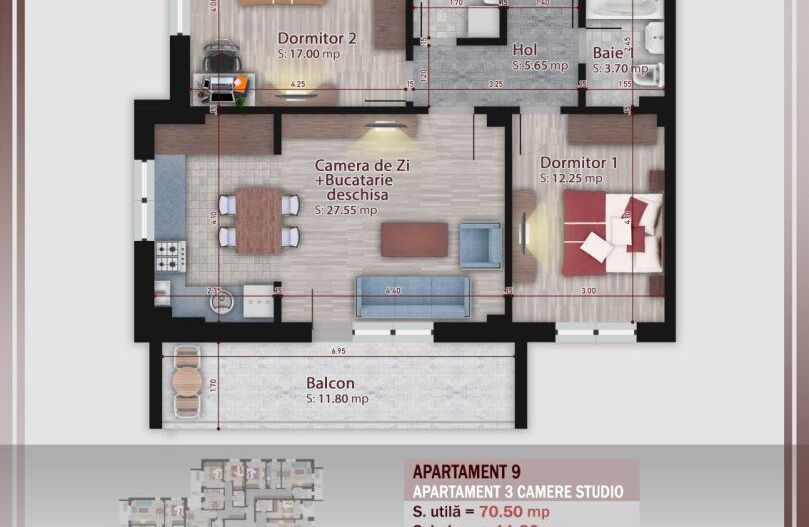 3 camere -proiect nou- Metrou Nicolae Teclu - Schiță 10