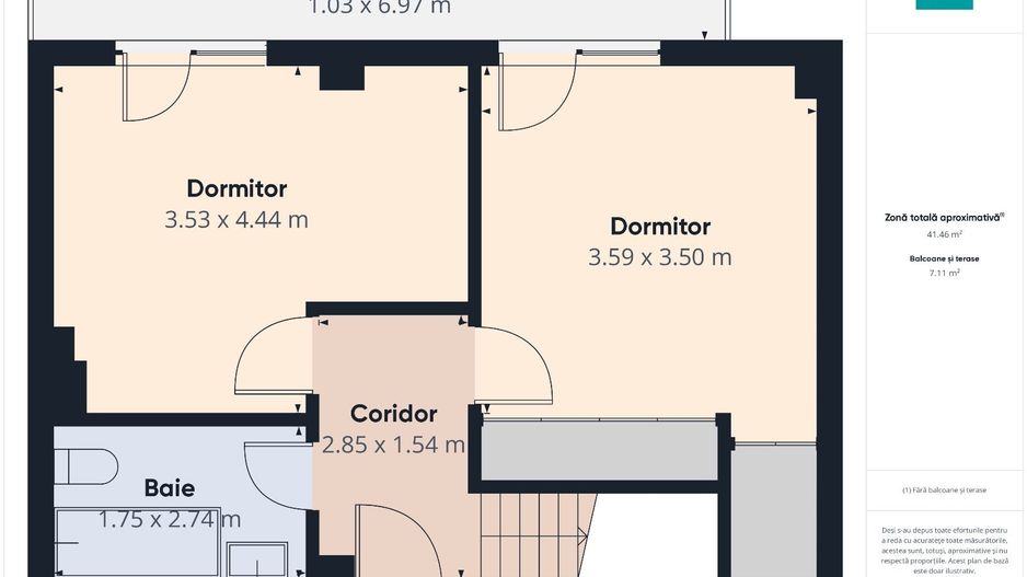 Penthouse nou cu 2 dormitoare și terasă de 29mp - Poză 7