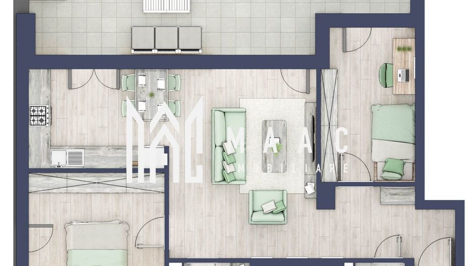 Apartament 3 camere | Balcon 27.3 mp | Etaj 3 | Turnisor - Poză 1