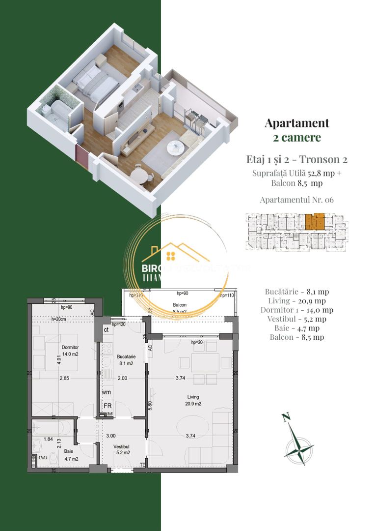 Decomandat Ansambu verde Premium 15min de metrou Teclu Ikea Titan - Schiță 3