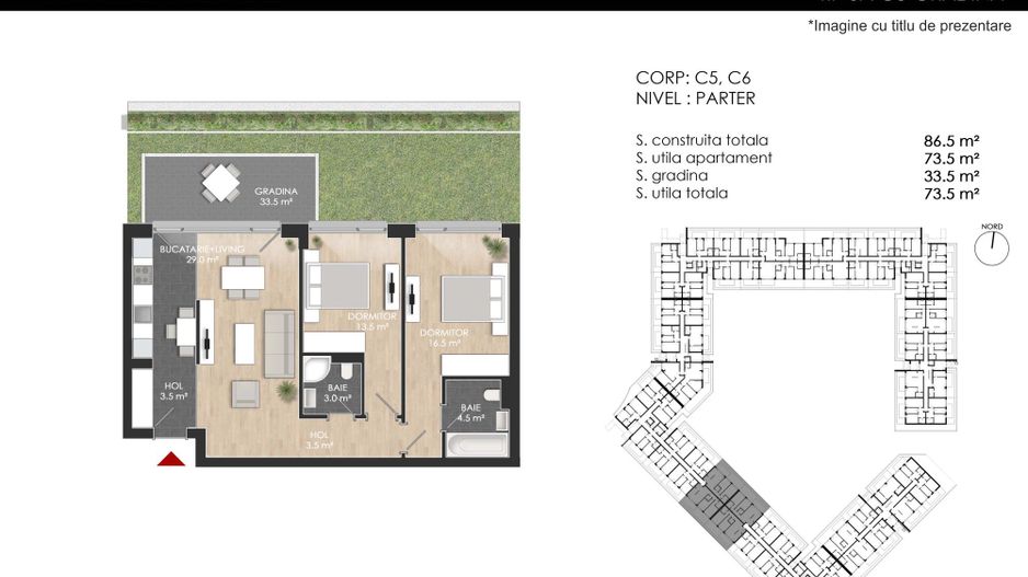 3 camere cu Gradina Proprie Sector 1 - Mall Colosseum - Schiță 21