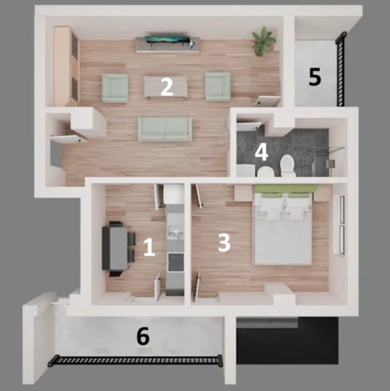 Apartament 2 camere Otopeni – bloc nou, central, terasă și parcare - Schiță 6