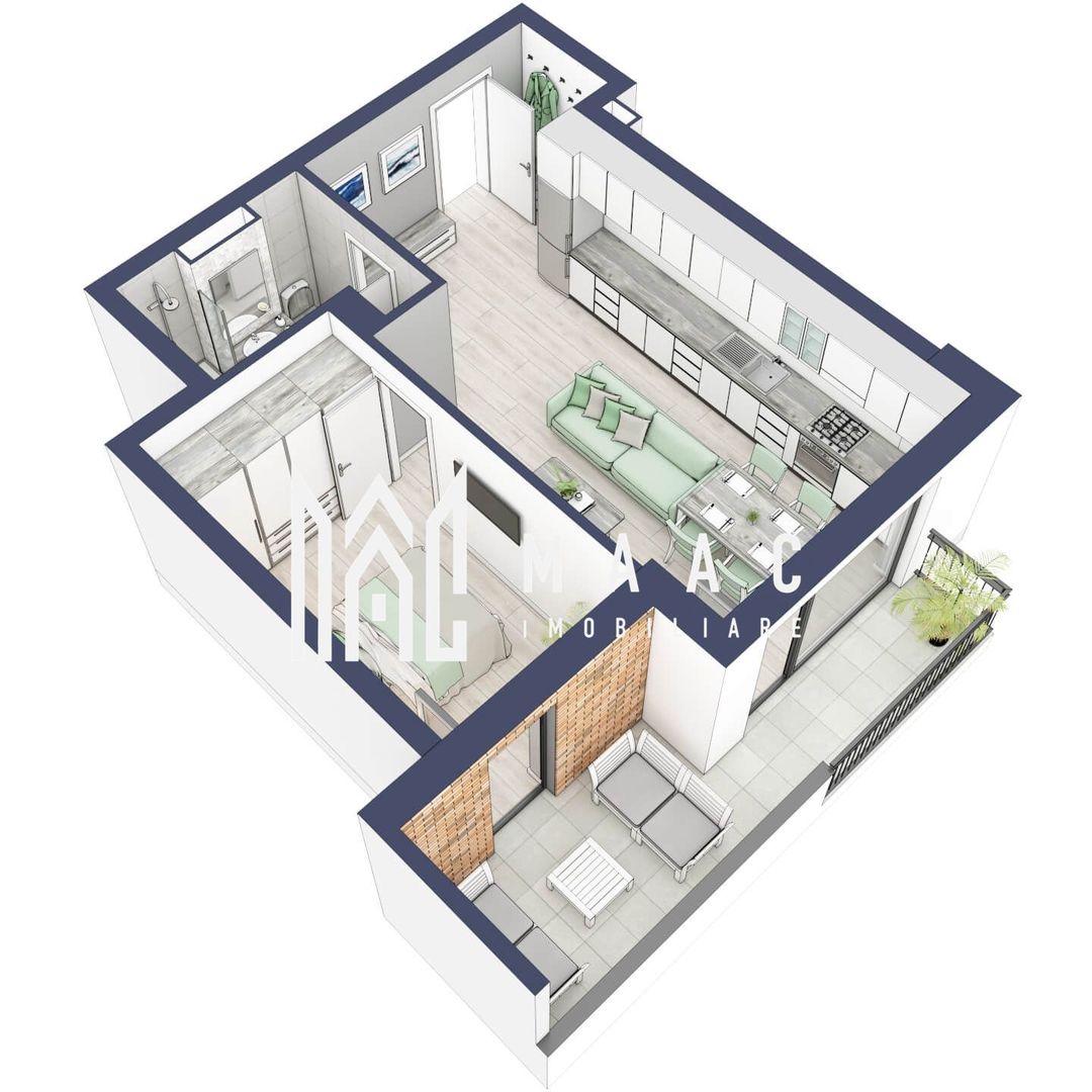 Apartament 2 camere | Balcon 10.3 mp | Etaj 3 | Turnisor - Poză 5