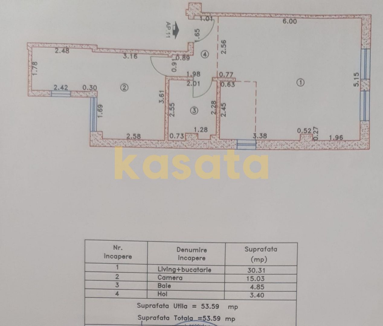 Apartament 2 Camere  Vanzare | Bloc Nou | Lift | Gata de personalizat - Schiță 14