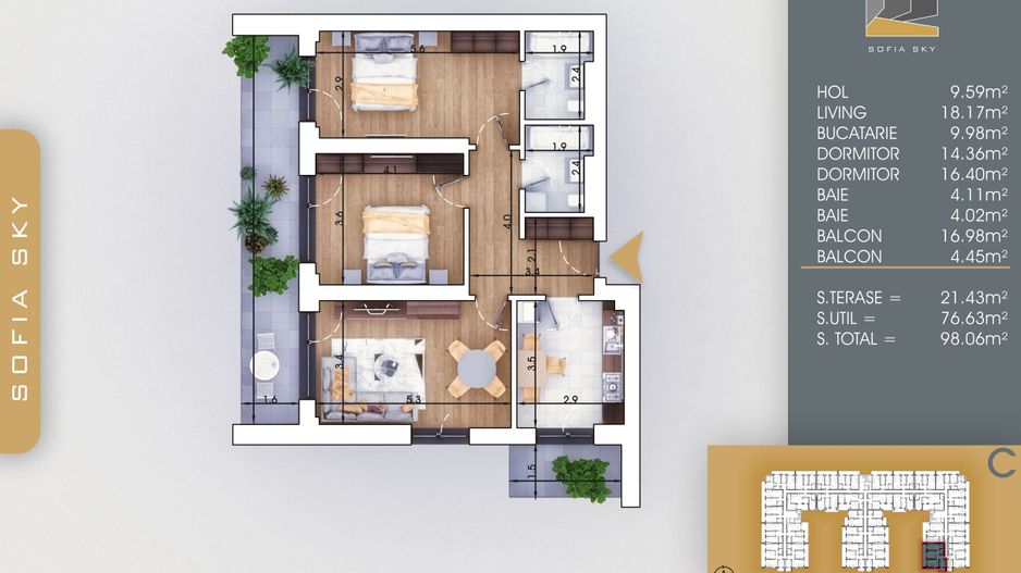 Apartament 3 camere decomandat  Titan Pallady  7 min Metrou Nicolae Teclu - Schiță 2