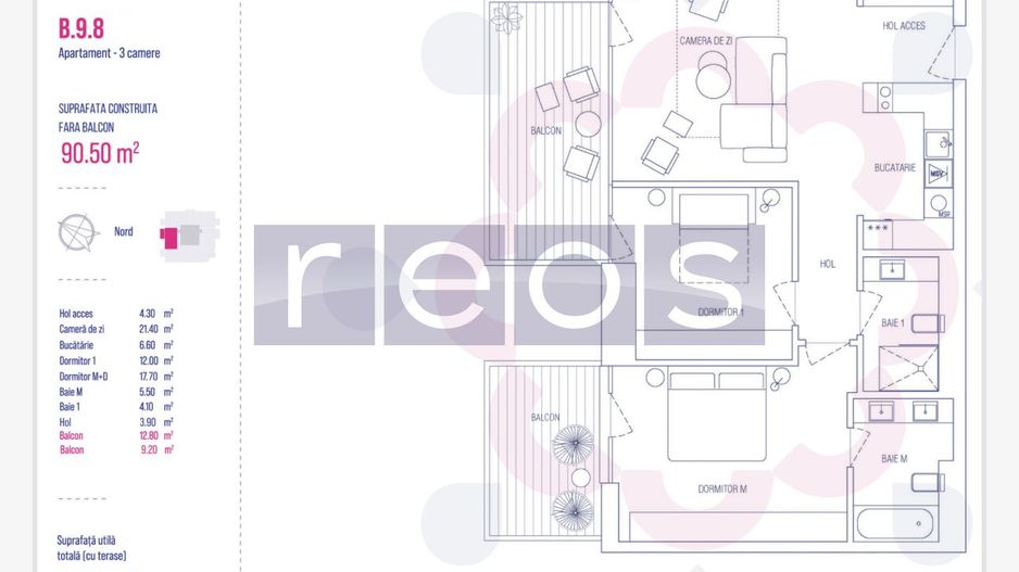 ETAJ 9-13 | 3CAMERE |VEDERE PANORAMICA| PARCARE|TERASA |ONE VERDI PARK - Schiță 14