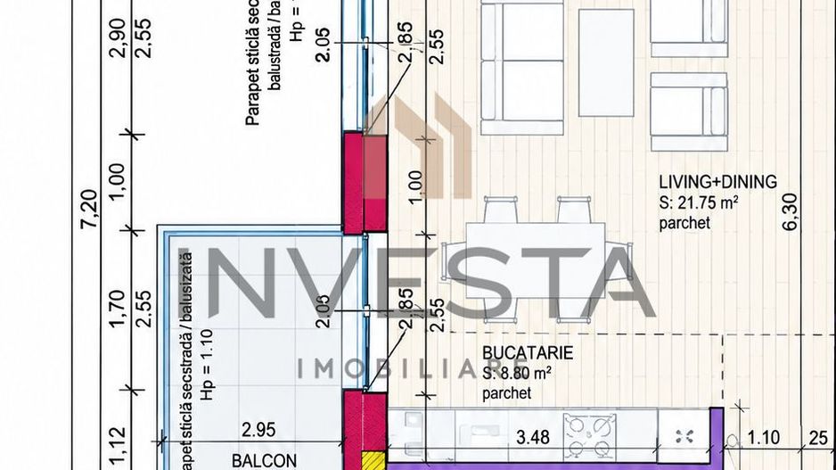 Apartament 2 camere modern cu 2 balcoane, parcare,bloc nou, Grigorescu - Schiță 8
