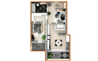 Apartament 2 camere,  52.24 mp,aer conditionat (NCL-37D-Mo-ap.5) - Poză 6