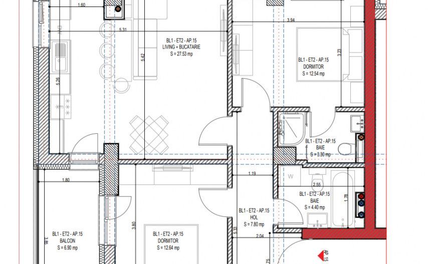 Apartament 3 camere, etaj intermediar, ansamblu nou Calea Surii Mici - Poză 13
