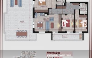 Apartament 4 Camere cu terasa 71mp Metrou Nicolae Teclu - Poză 1