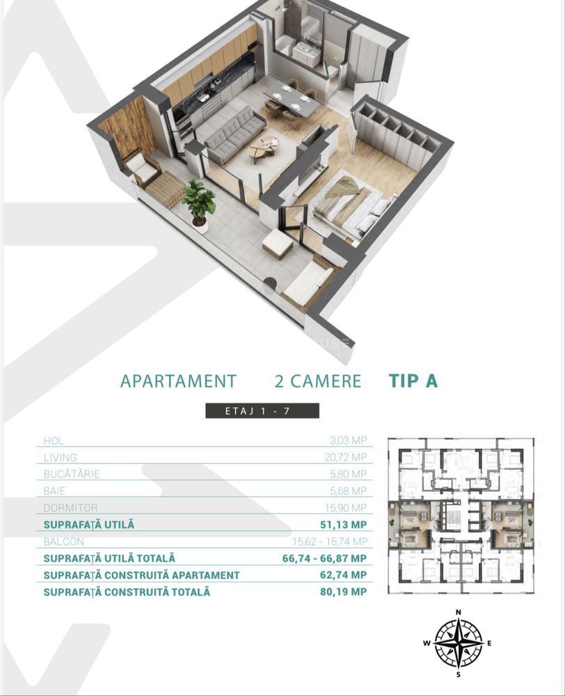 Zenith Belle Tour | 2 Camere Premium | Terasă 16 mp | 13 Septembrie - Poză 7