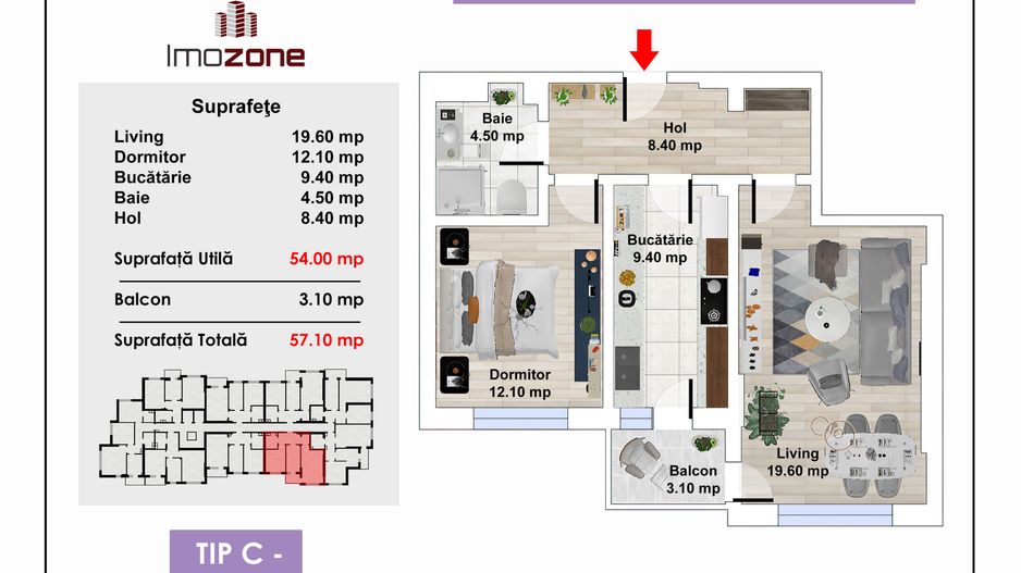 2 camere cu CENTRALA PROPRIE, COMISION 0%, MUTARE RAPIDA, NOU, etaj intermediar - Poză 1