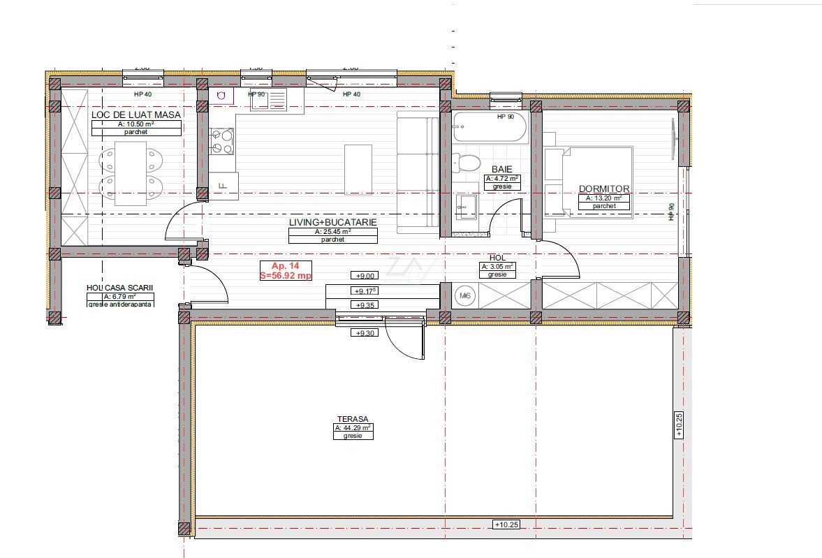 Terasa 45 mp. Decomandat. Parcare. - Poză 8