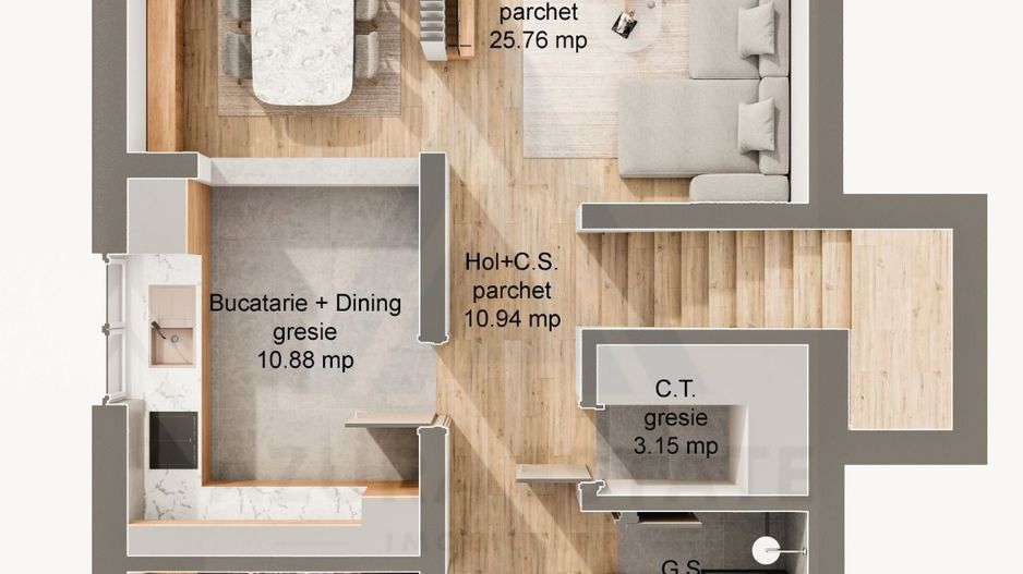 Casă tip duplex curte 350 mp 120 mp utili terasa 22 mp Sura Mare - Poză 8