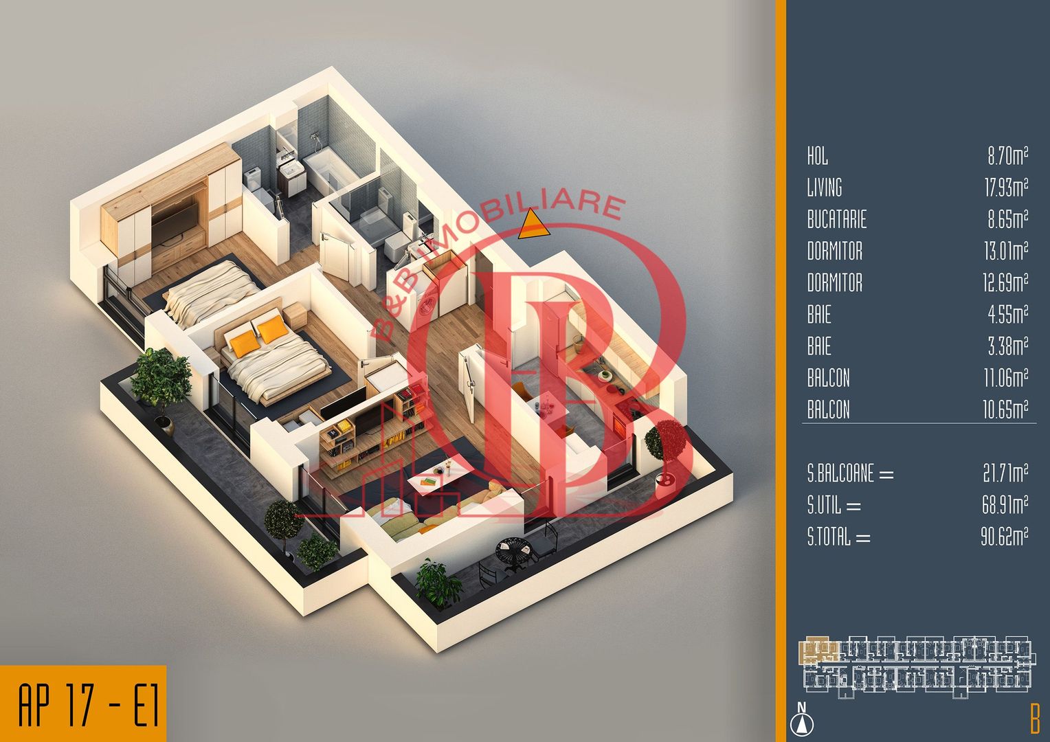 Oferta Lansare 3 camere proiect nou Pallady - Schiță 1