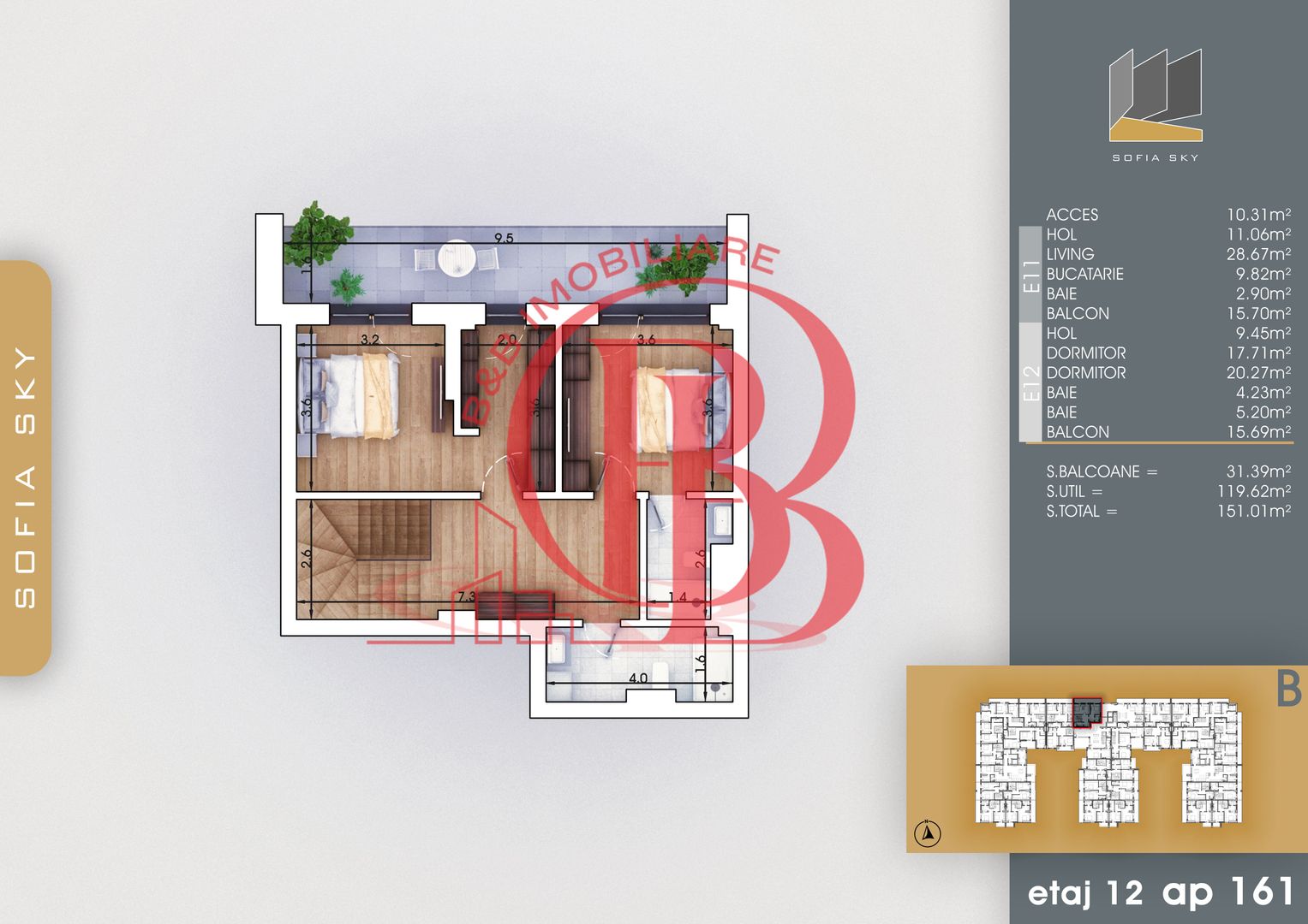 3 camere tip Duplex Living Generos Mutare Rapida 7min metrou - Schiță 3