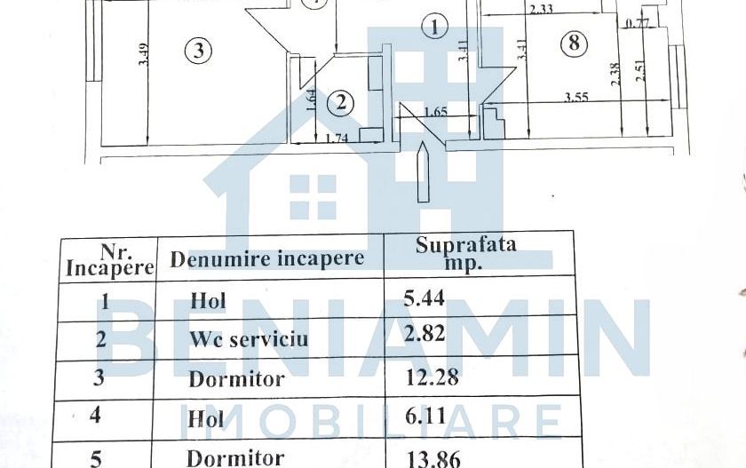 Trei camere decomandat ultra-renovat 2 bai Mcdonalds etaj 2 - Schiță 13